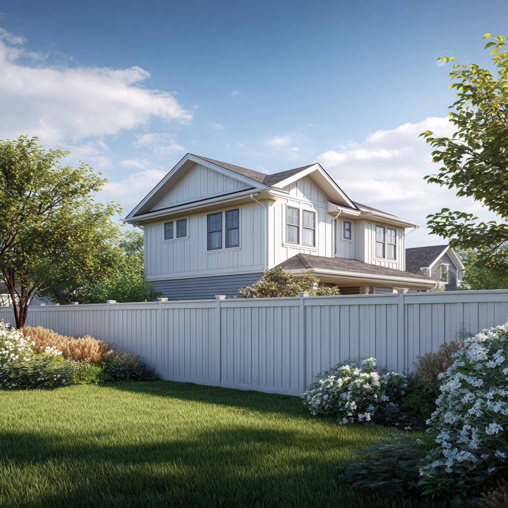 White vinyl privacy fence