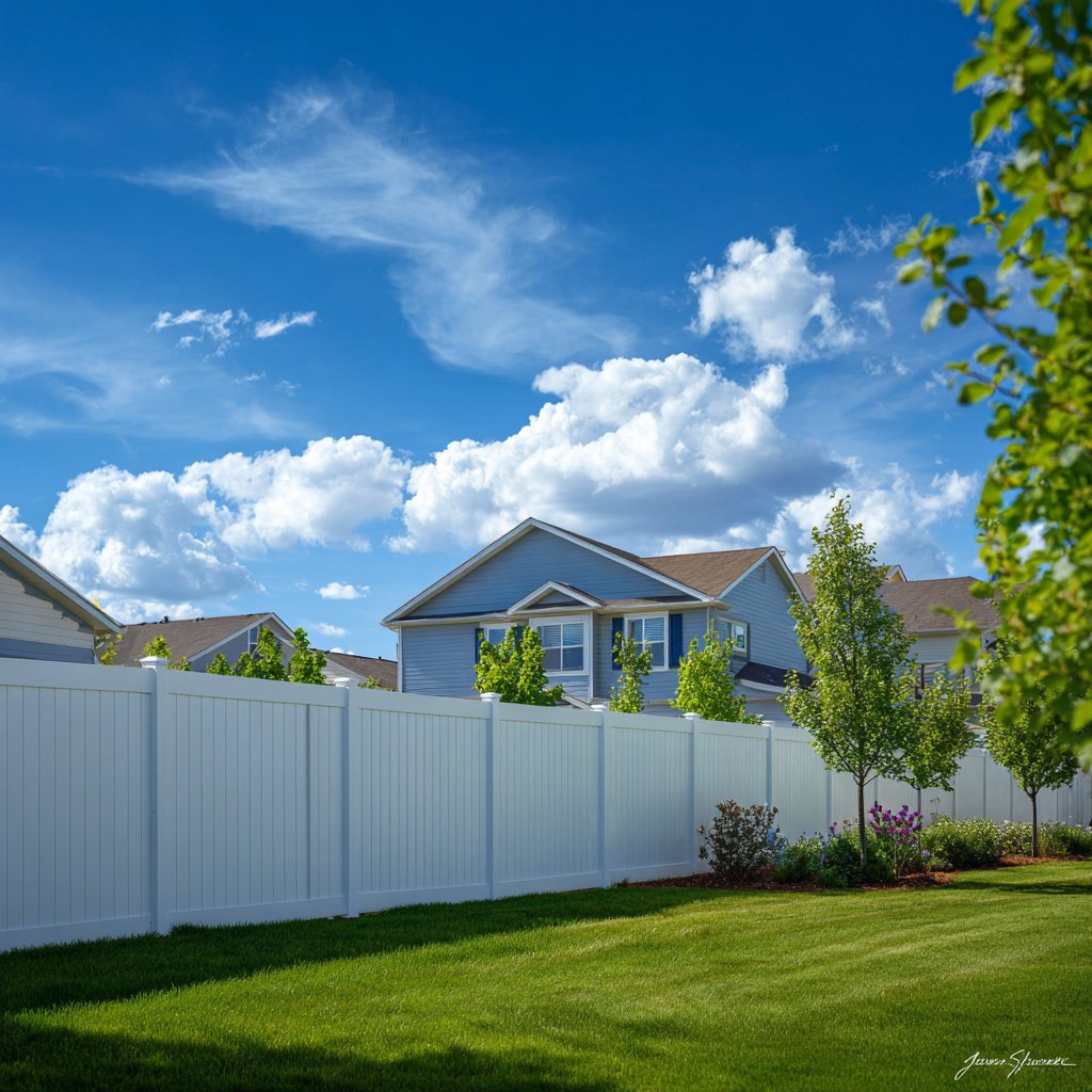 White vinyl fence suburban