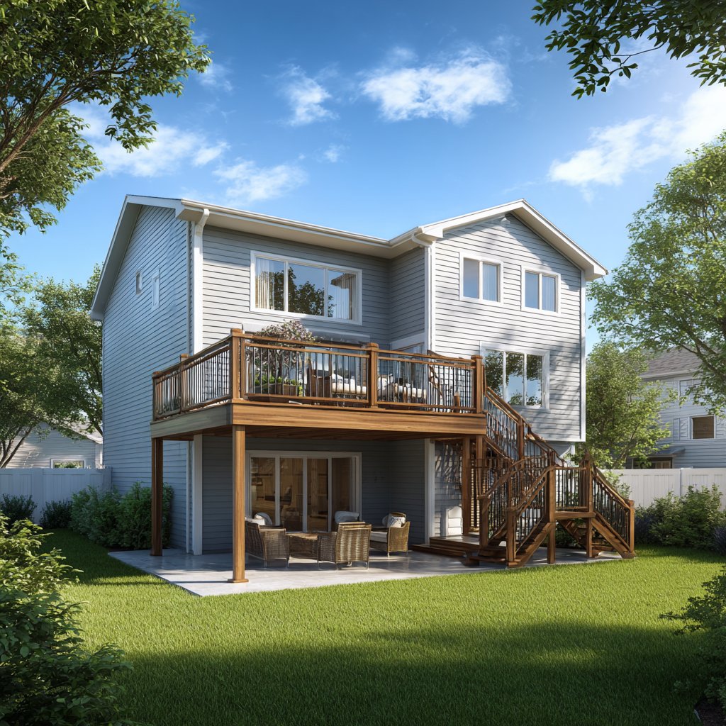 Elevated deck with stairs